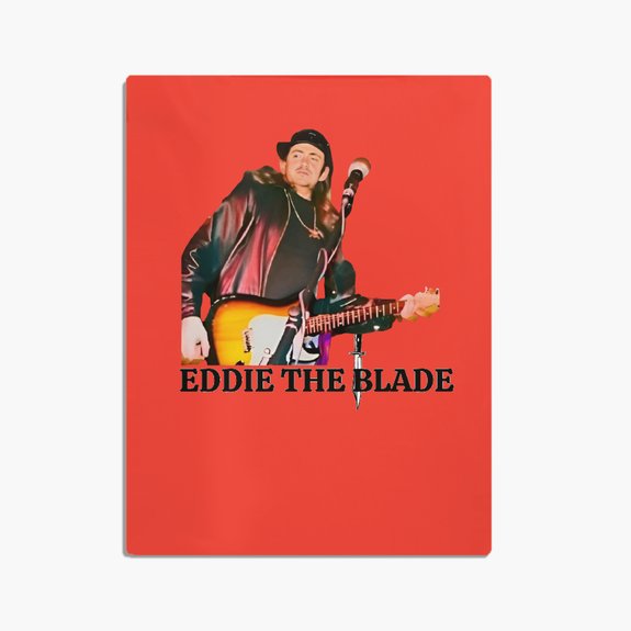 Eddie the blade red throw blanket w/photo logo