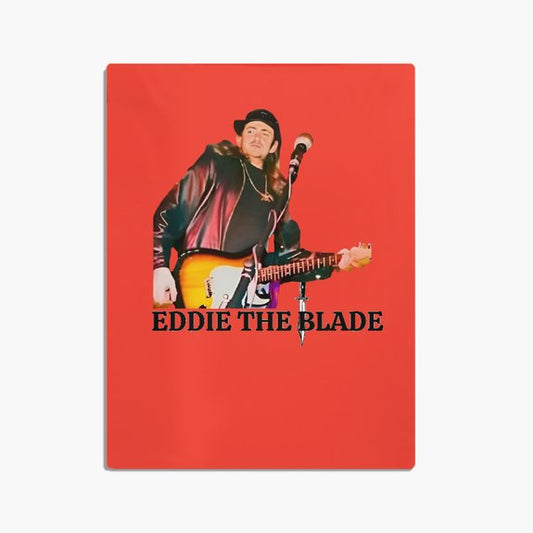 Eddie the blade red throw blanket w/photo logo