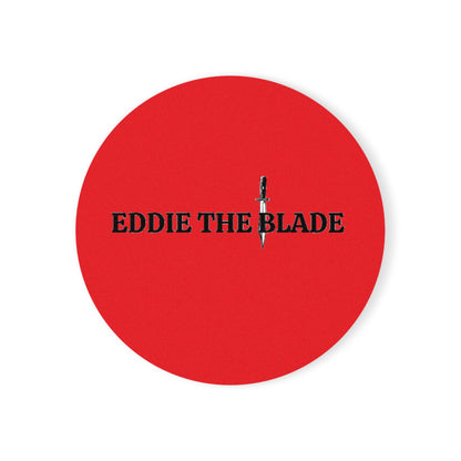 Eddie the blade round drinking coaster (red)