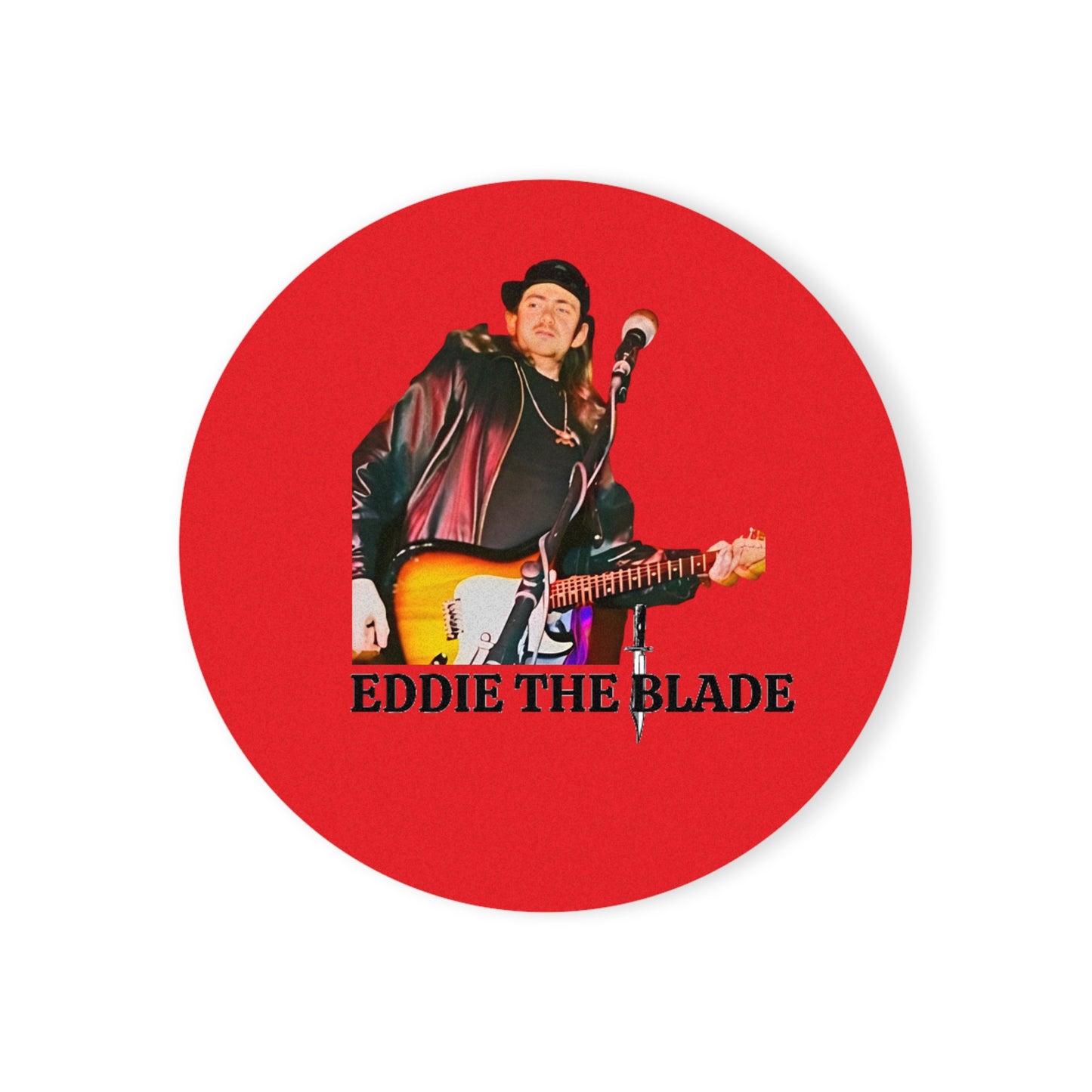 Eddie the blade round drinking coaster (red)