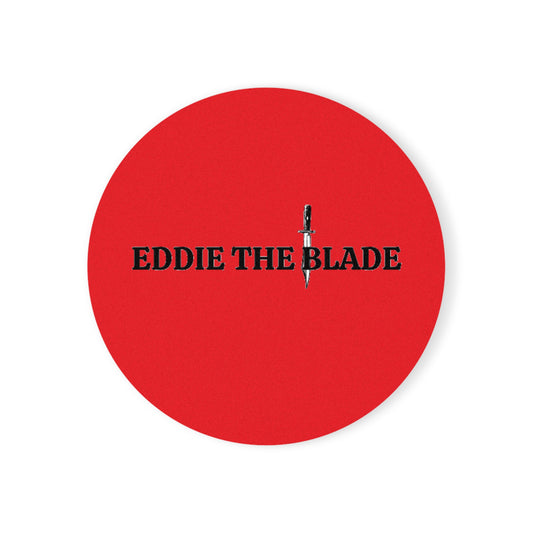 EDDIE the blade round drinking Coaster w/logo (red)