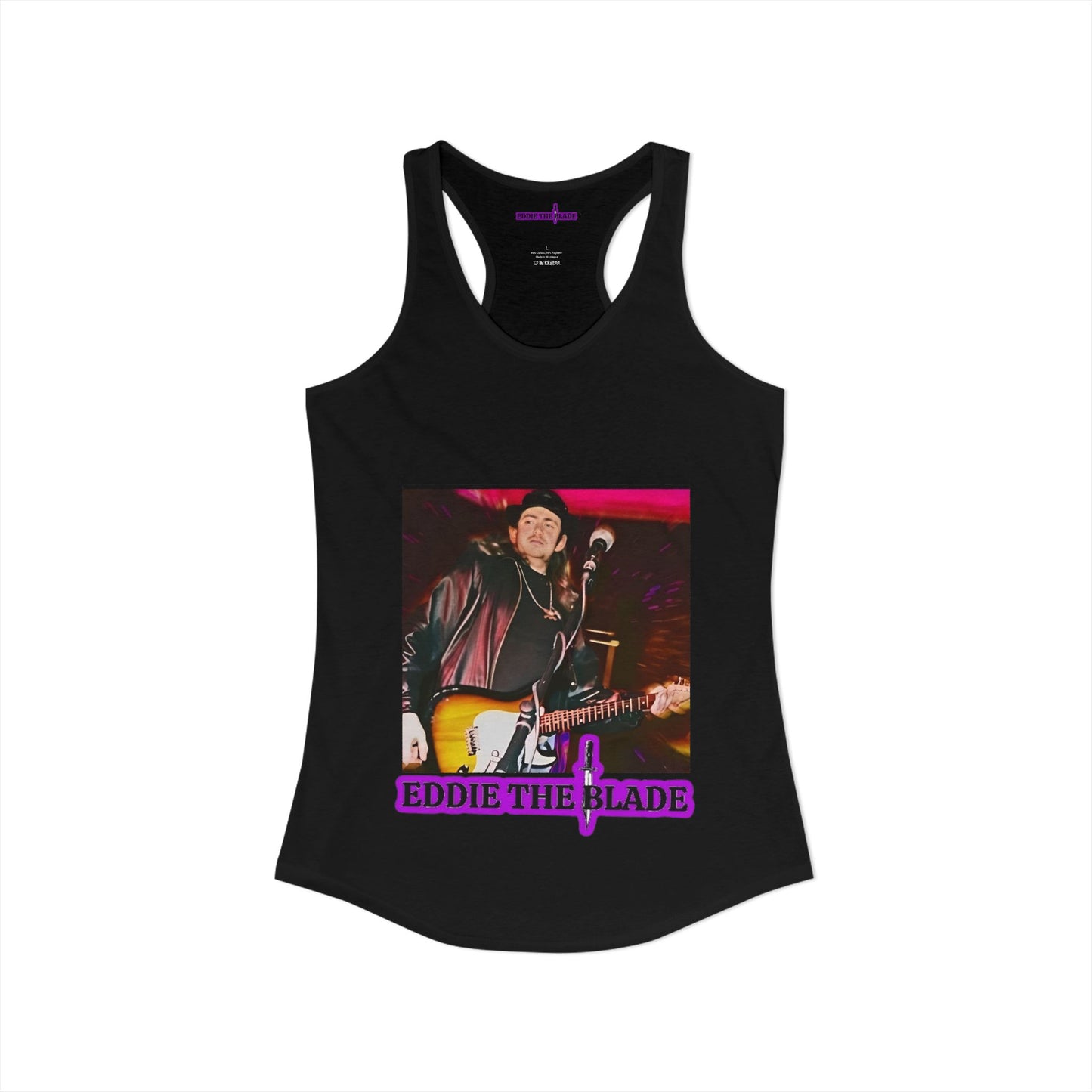 Eddie the blade black lady's  Tank top w/photo/purple logo