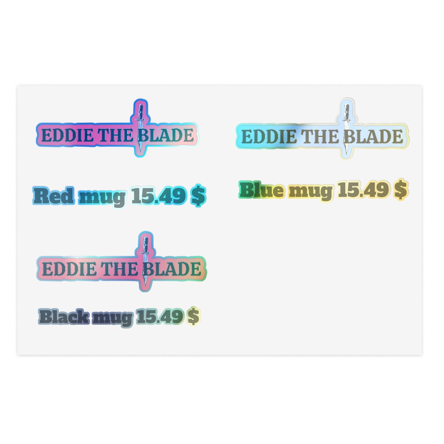 Eddie the blade black mug pricing labels