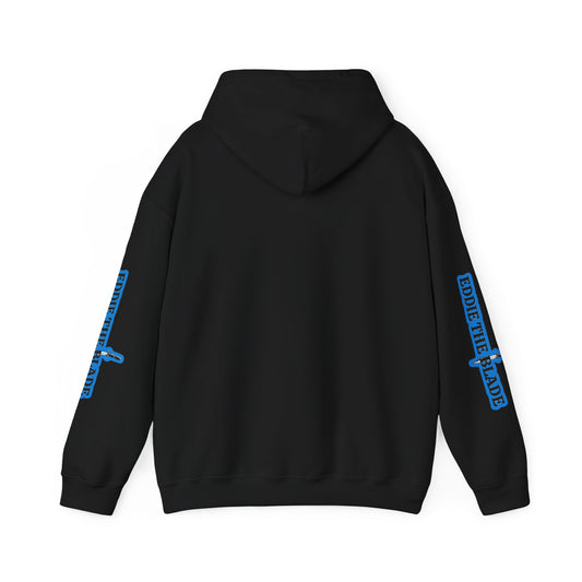Eddie the blade black hoodie w/photo/blue logo