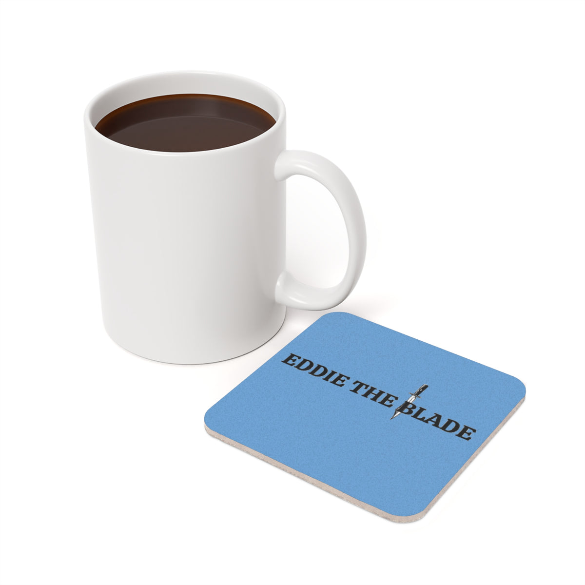 Eddie the blade blue drinking Coaster w/logo