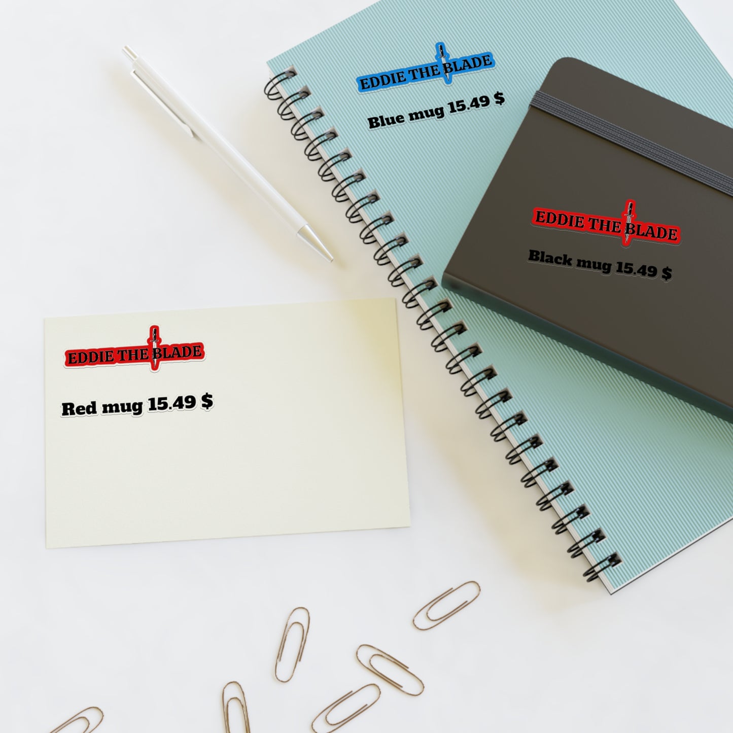 Eddie the blade black mug pricing labels