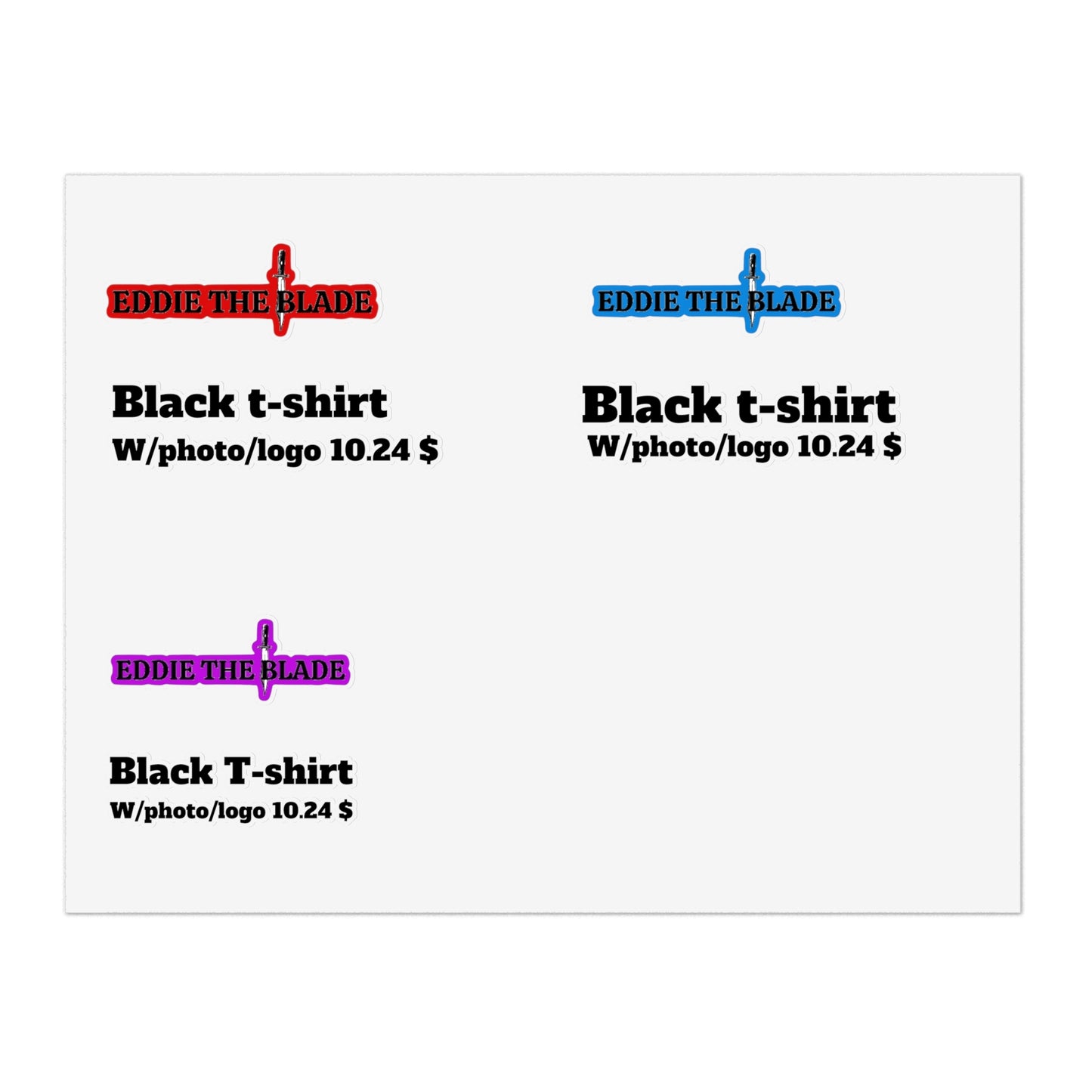 Eddie the blade black t-shirt w/photo pricing labels