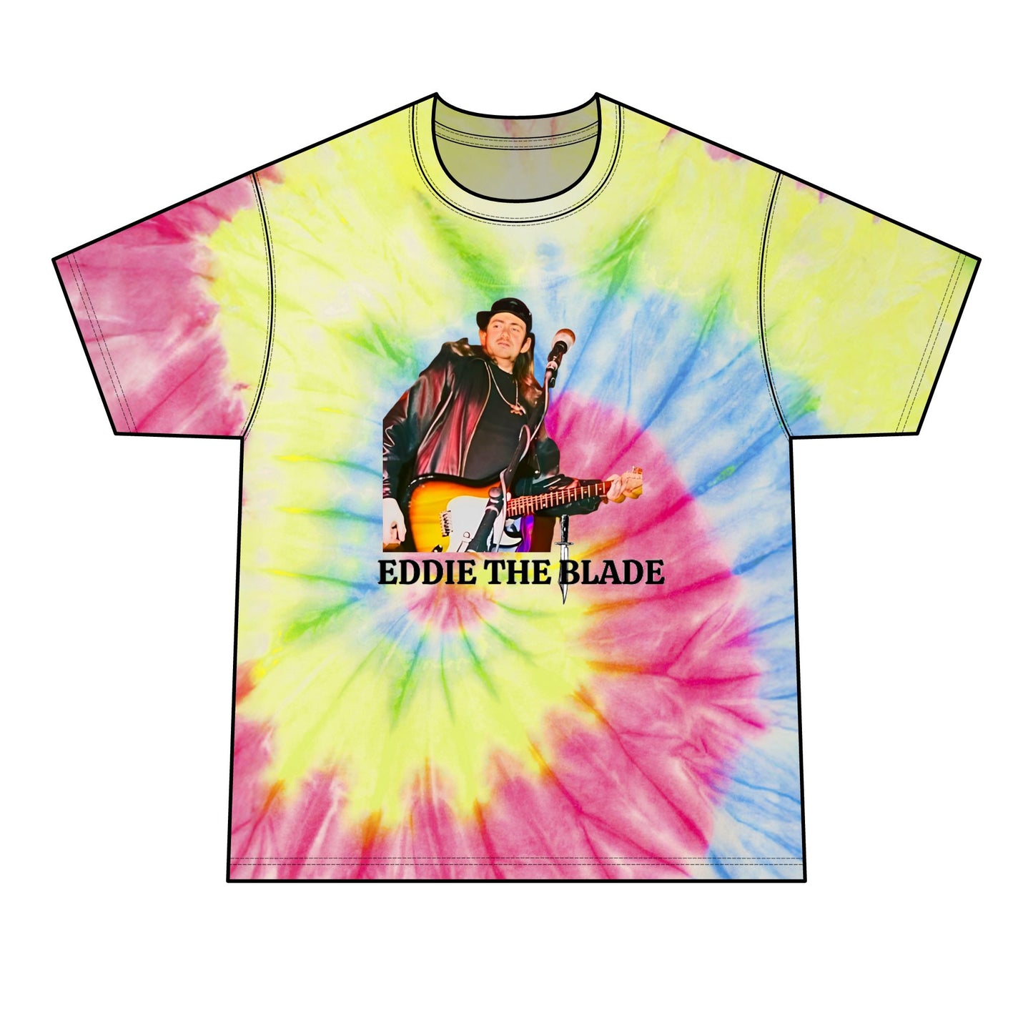 Eddie the blade neon rainbow Tie-Dye T-shirt