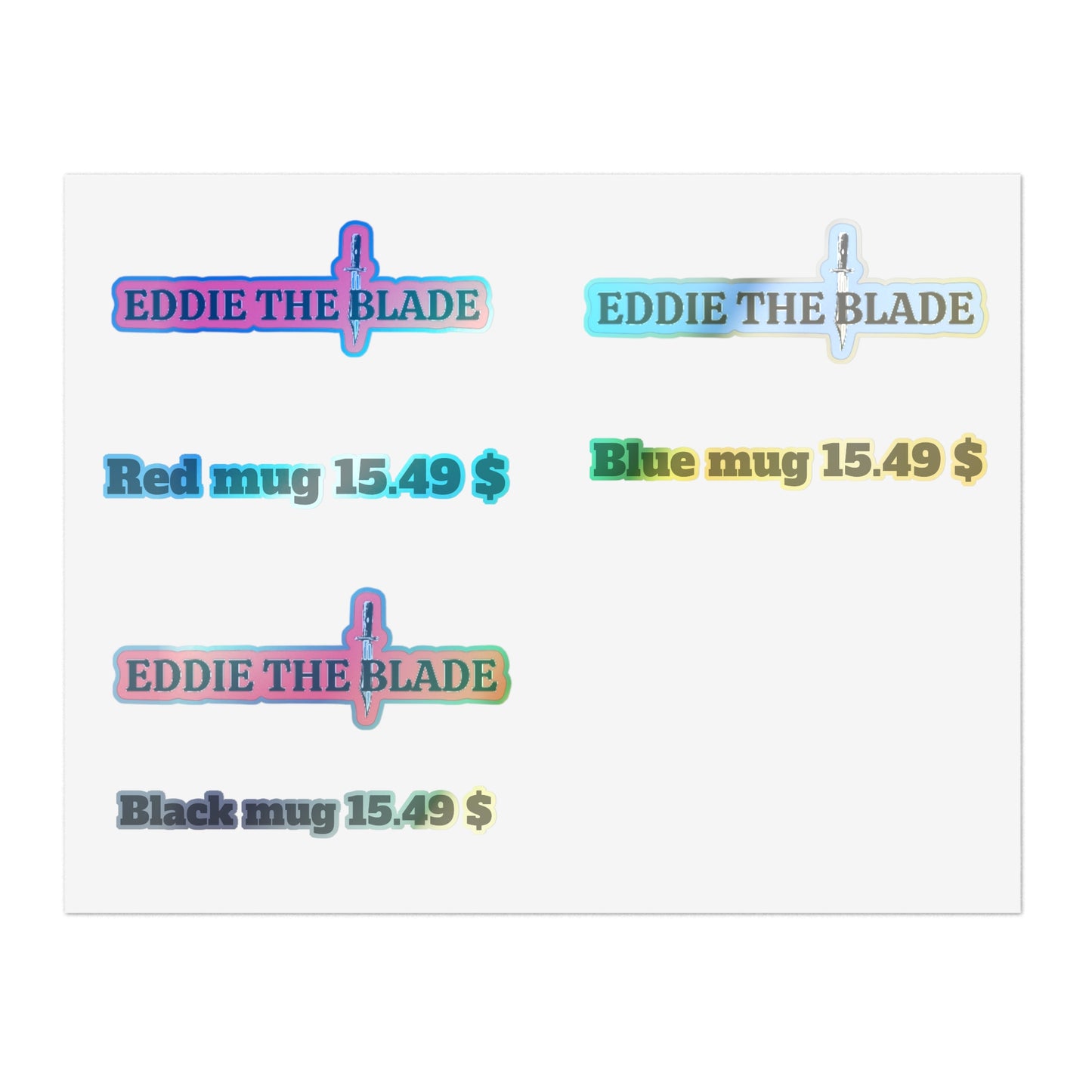 Eddie the blade black mug pricing labels