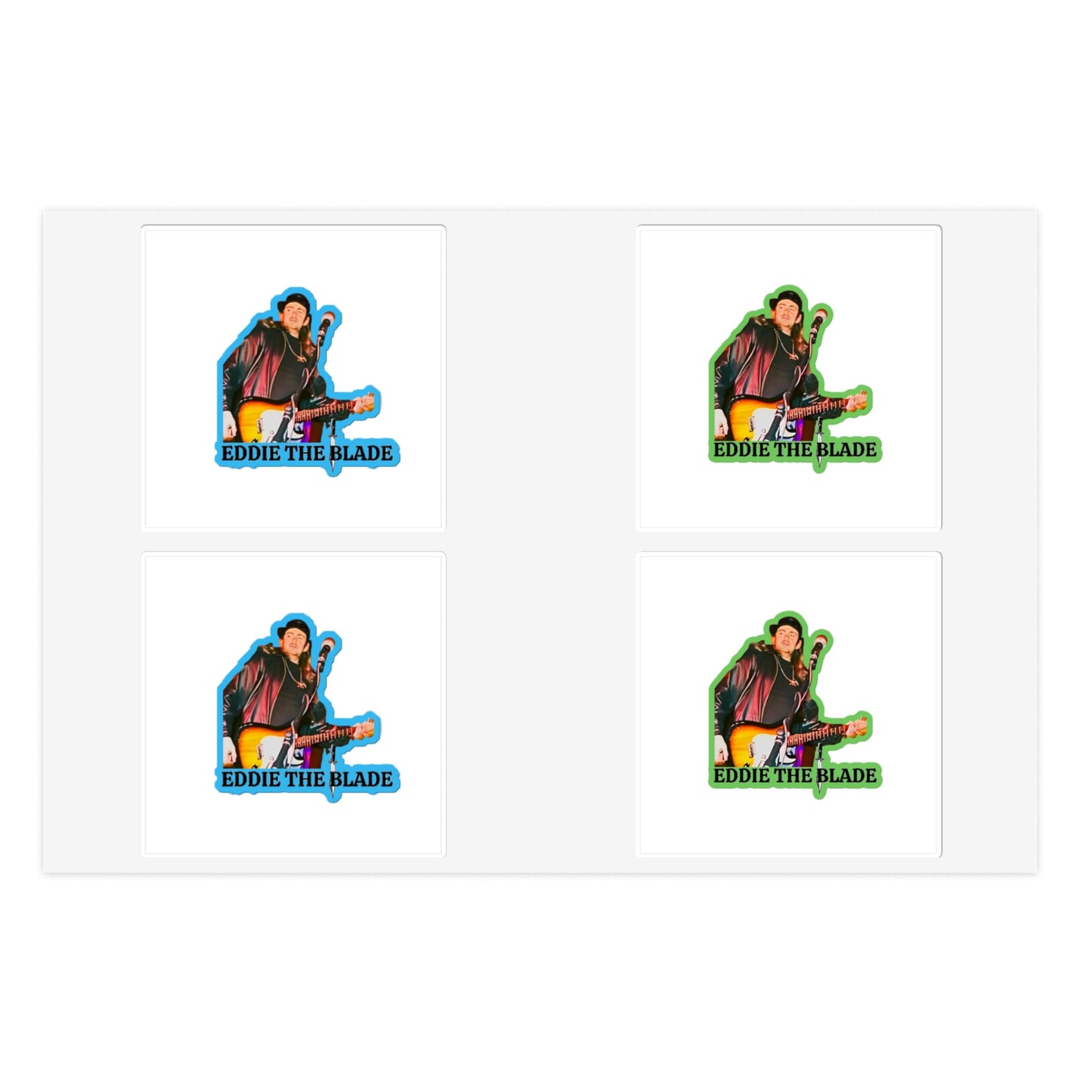 Eddie the blade blue and green Sticker Sheets w/photo/logo