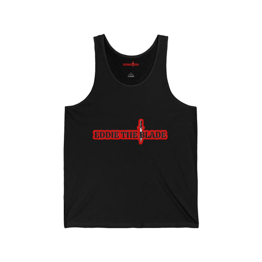 Eddie the blade  men's black Tank top w/red logo