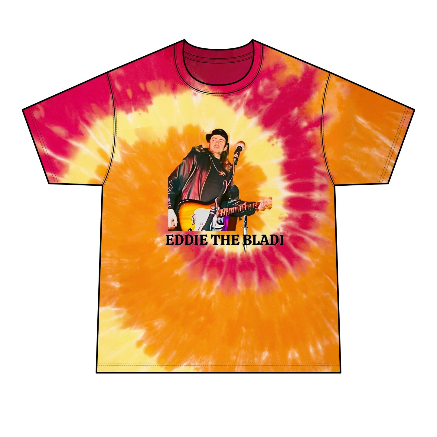 Eddie the blade orange rainbow Tie-Dye T-shirt