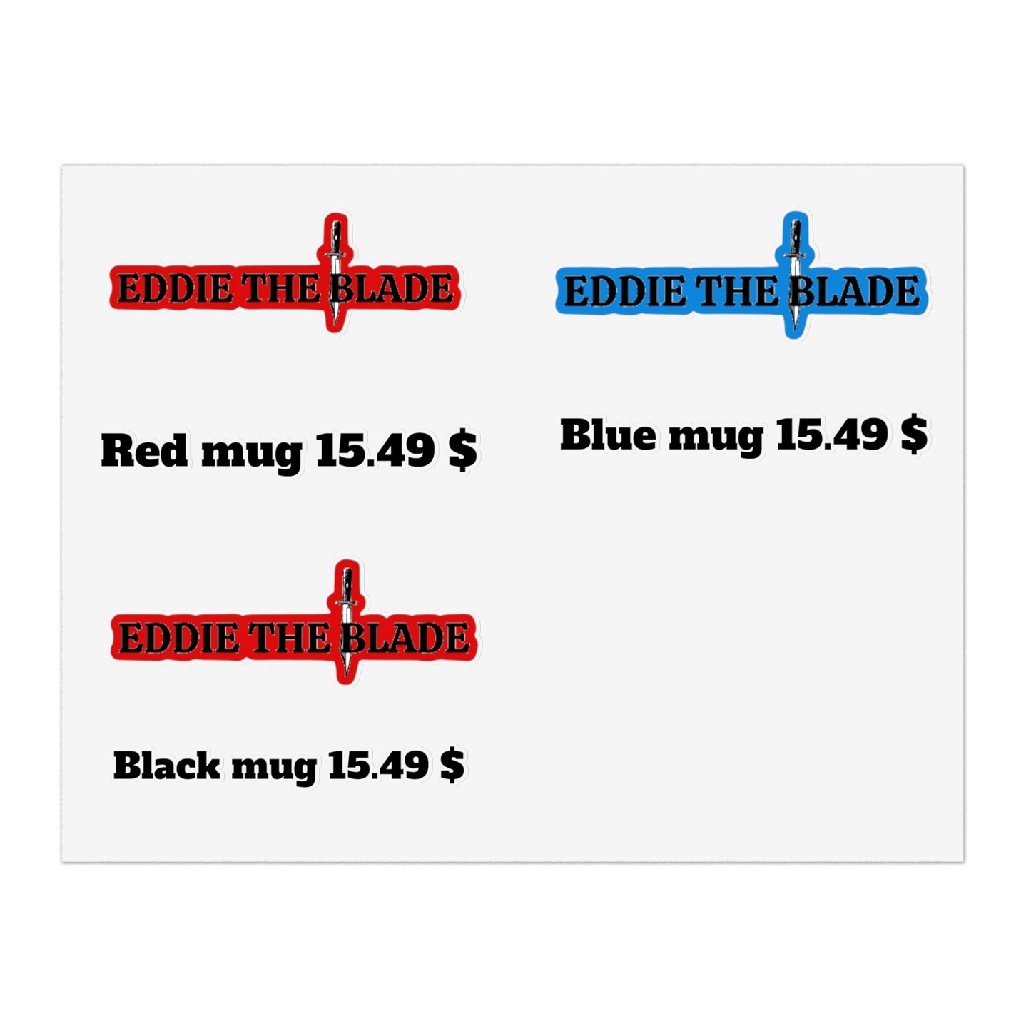Eddie the blade black mug pricing labels