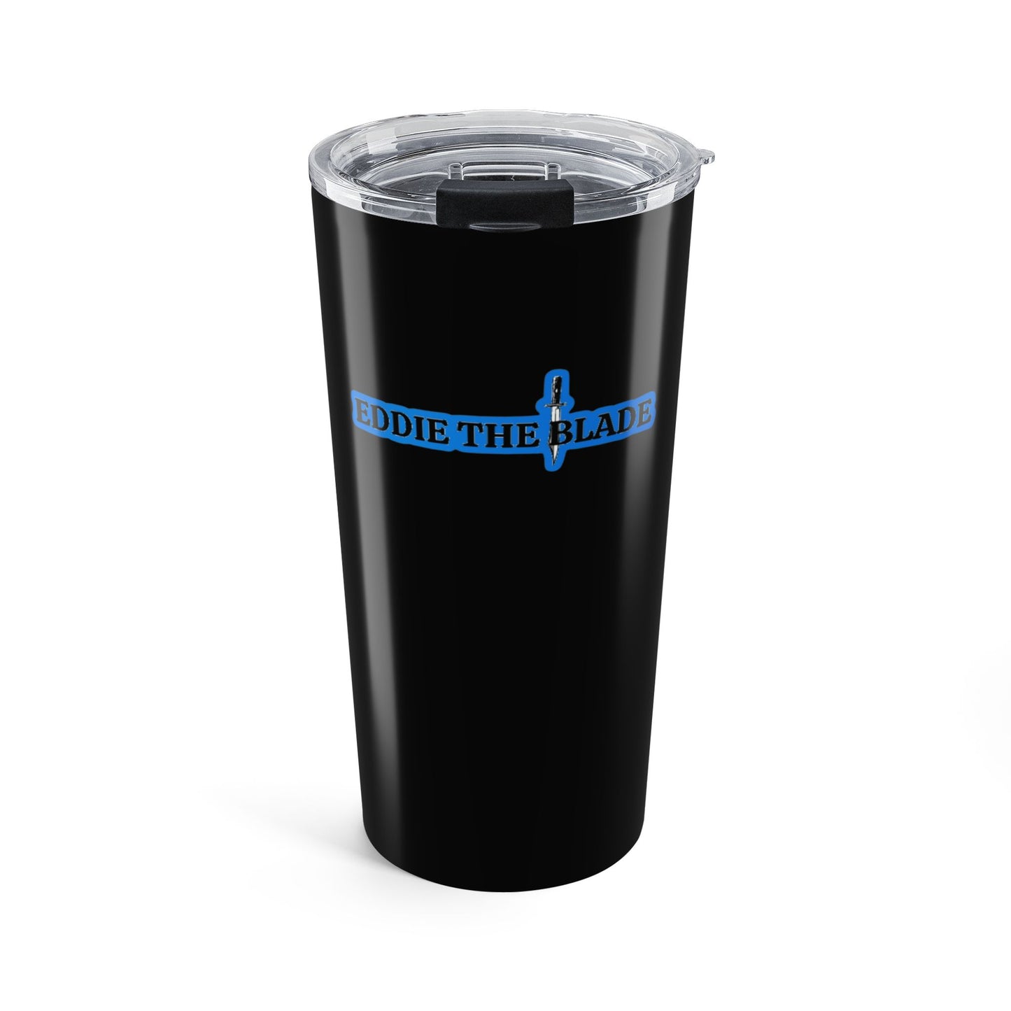 Eddie the blade black tumbler w/blue logo