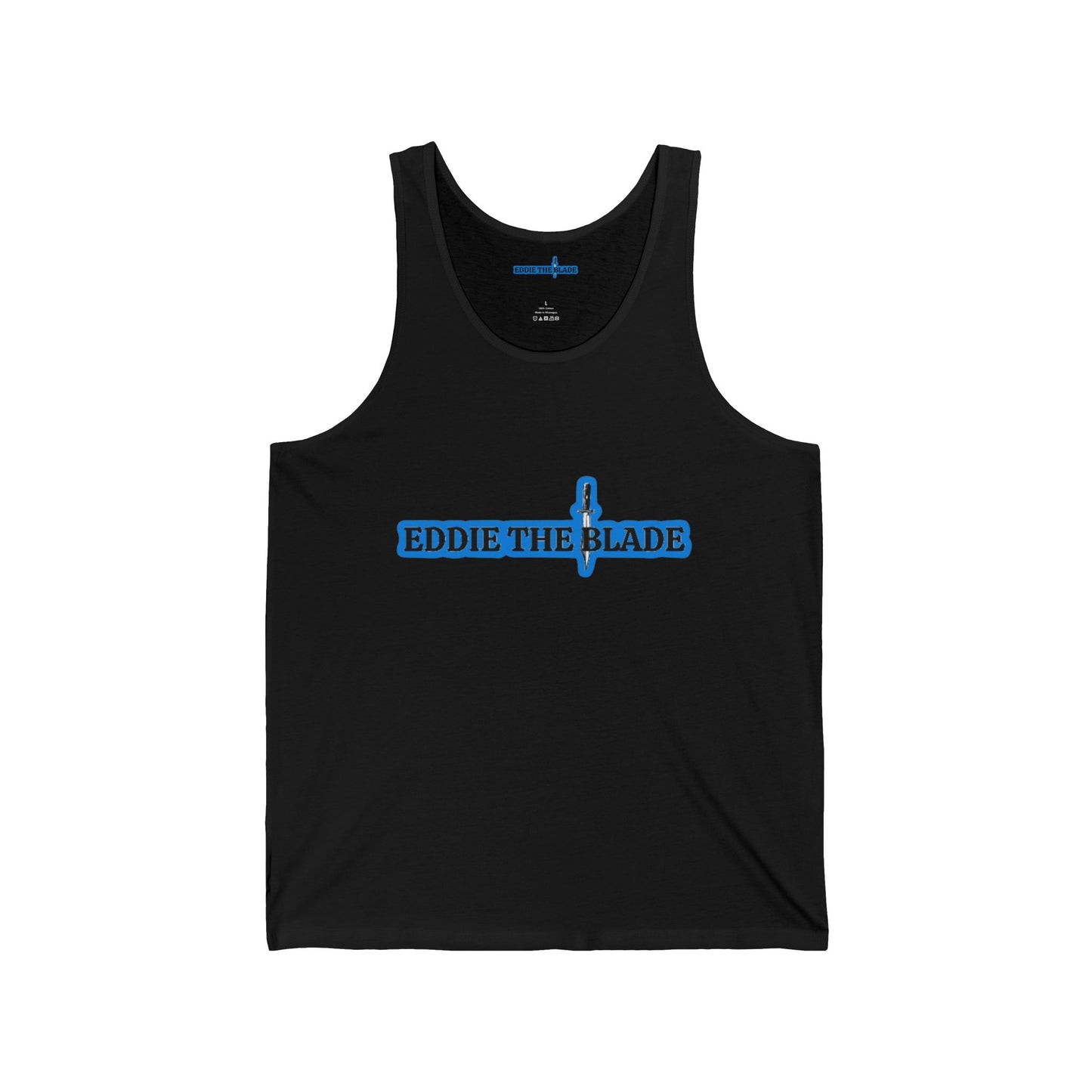 Eddie the blade black men's Tank top w/blue logo