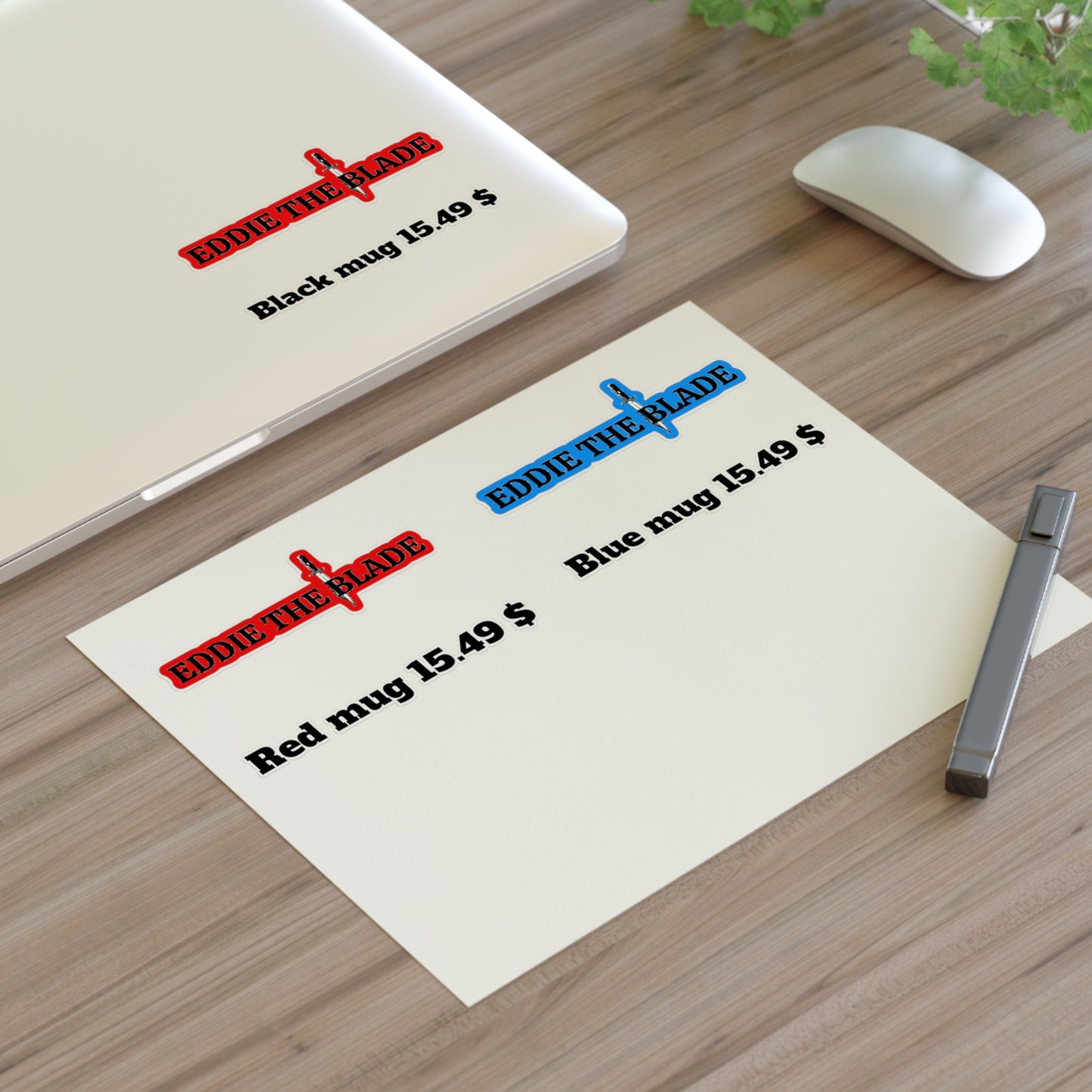 Eddie the blade black mug pricing labels