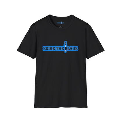 Eddie the blade lady's  T-Shirt (black w/blue logo)