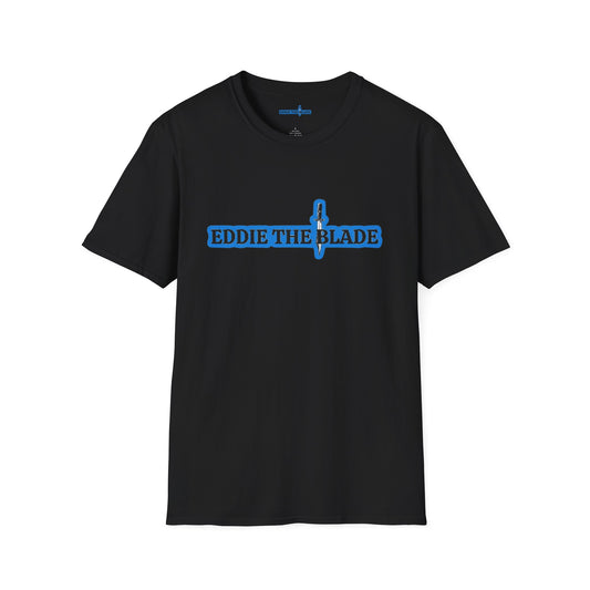Eddie the blade lady's  T-Shirt (black w/blue logo)