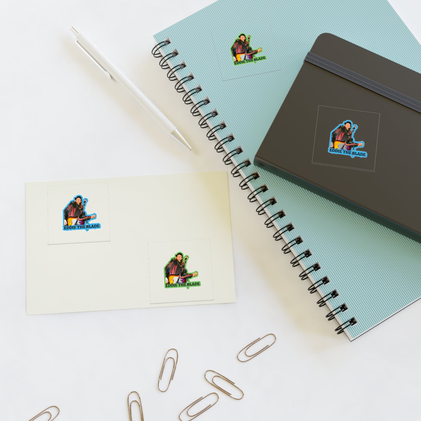 Eddie the blade blue and green Sticker Sheets w/photo/logo
