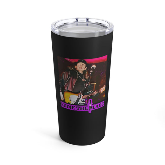 Eddie the blade black tumbler w/photo/purple logo