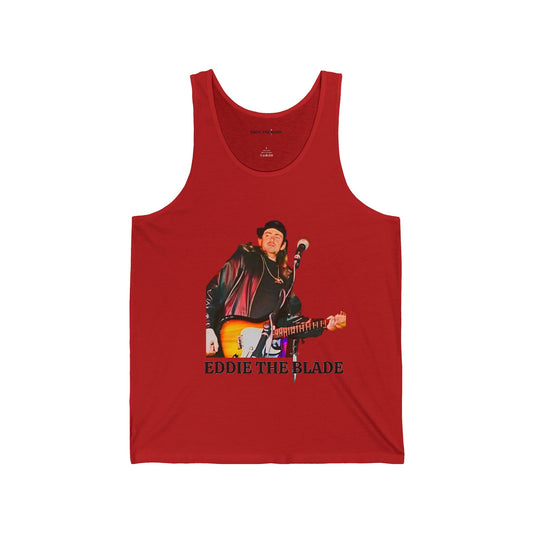 Eddie the blade mens red Tank w/photo/logo