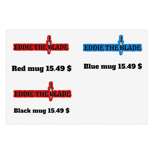 Eddie the blade black mug pricing labels