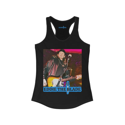 Eddie the blade black ladys Tank top w/blue logo