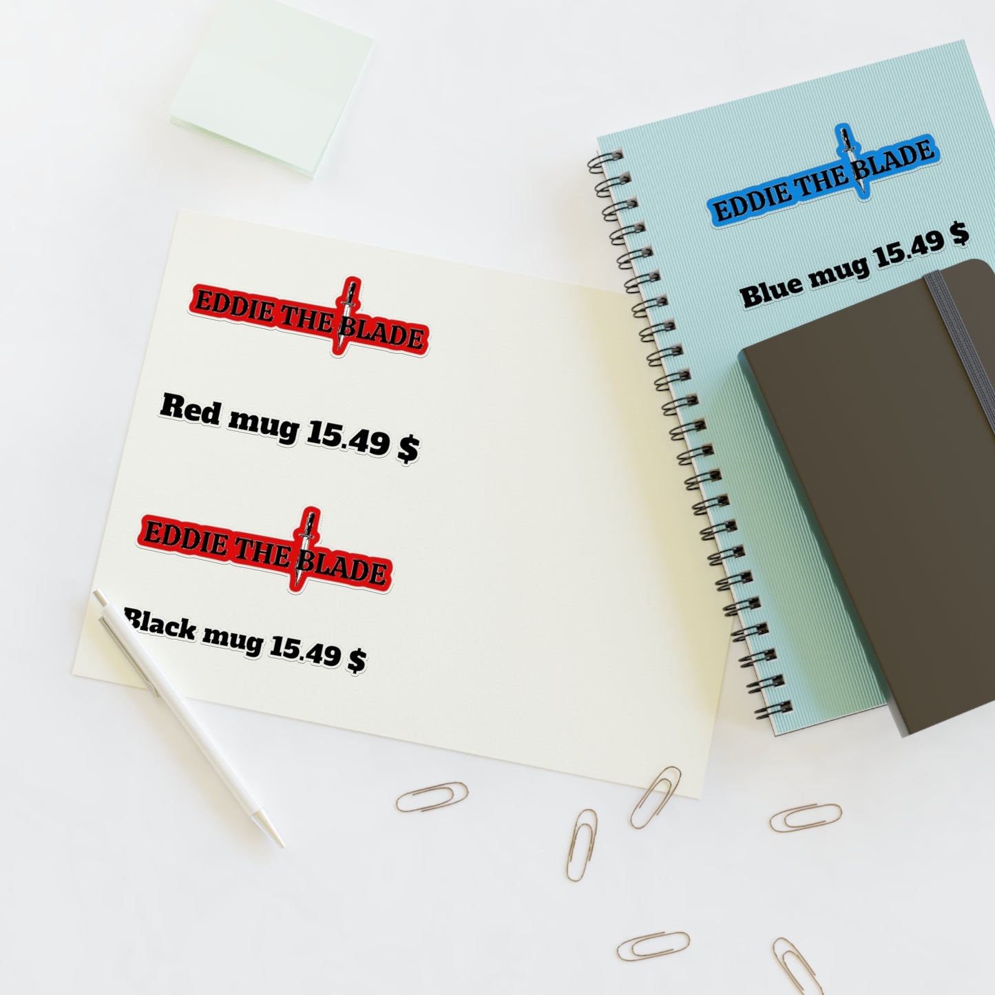 Eddie the blade black mug pricing labels