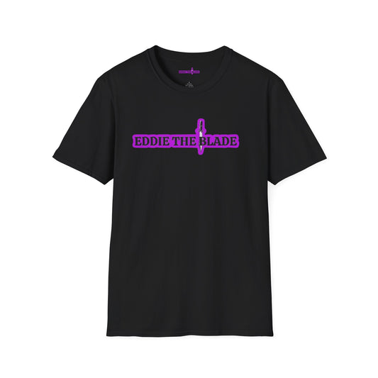Eddie the blade ladys  T-Shirt (black w/purple logo