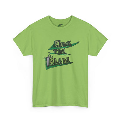 Eddie the blade lady's green  T-shirt w/leaf logo