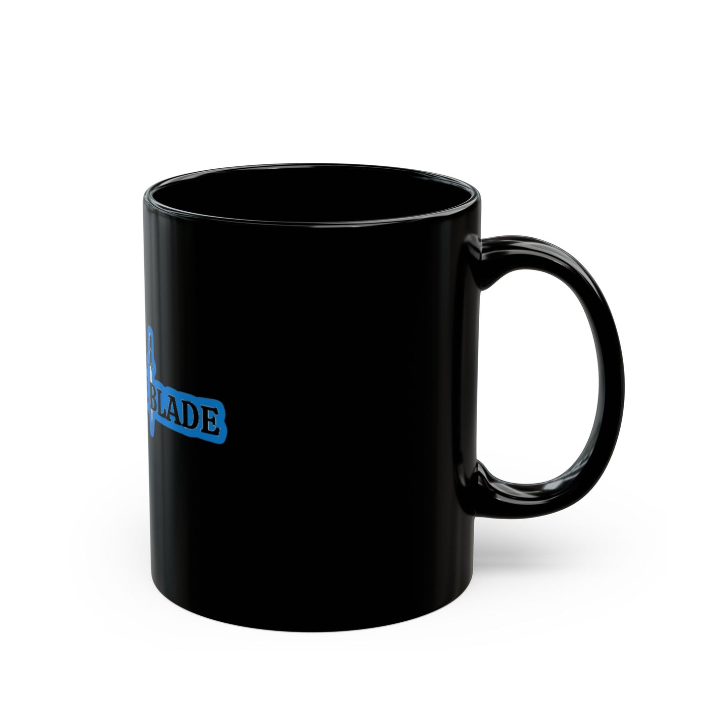 Eddie the blade black Mug w/ blue logo