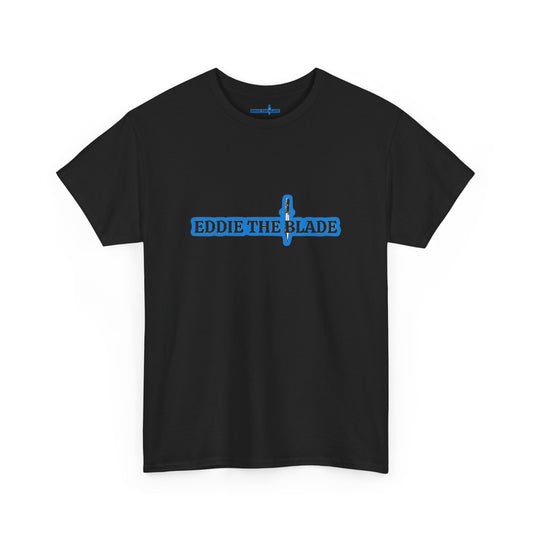 Eddie the blade black men's  T-shirt w/blue logo