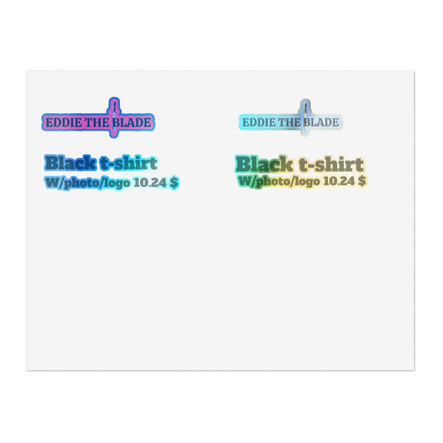 Eddie the blade black t-shirt w/photo pricing labels