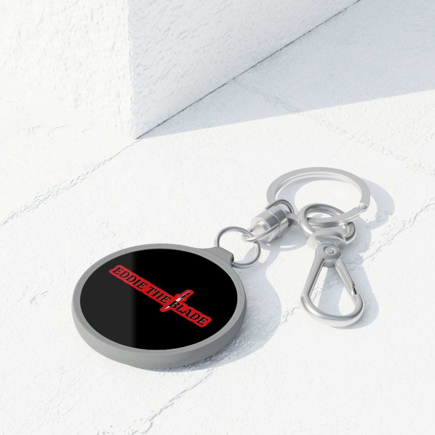 EDDIE the blade black keychain w/red logo