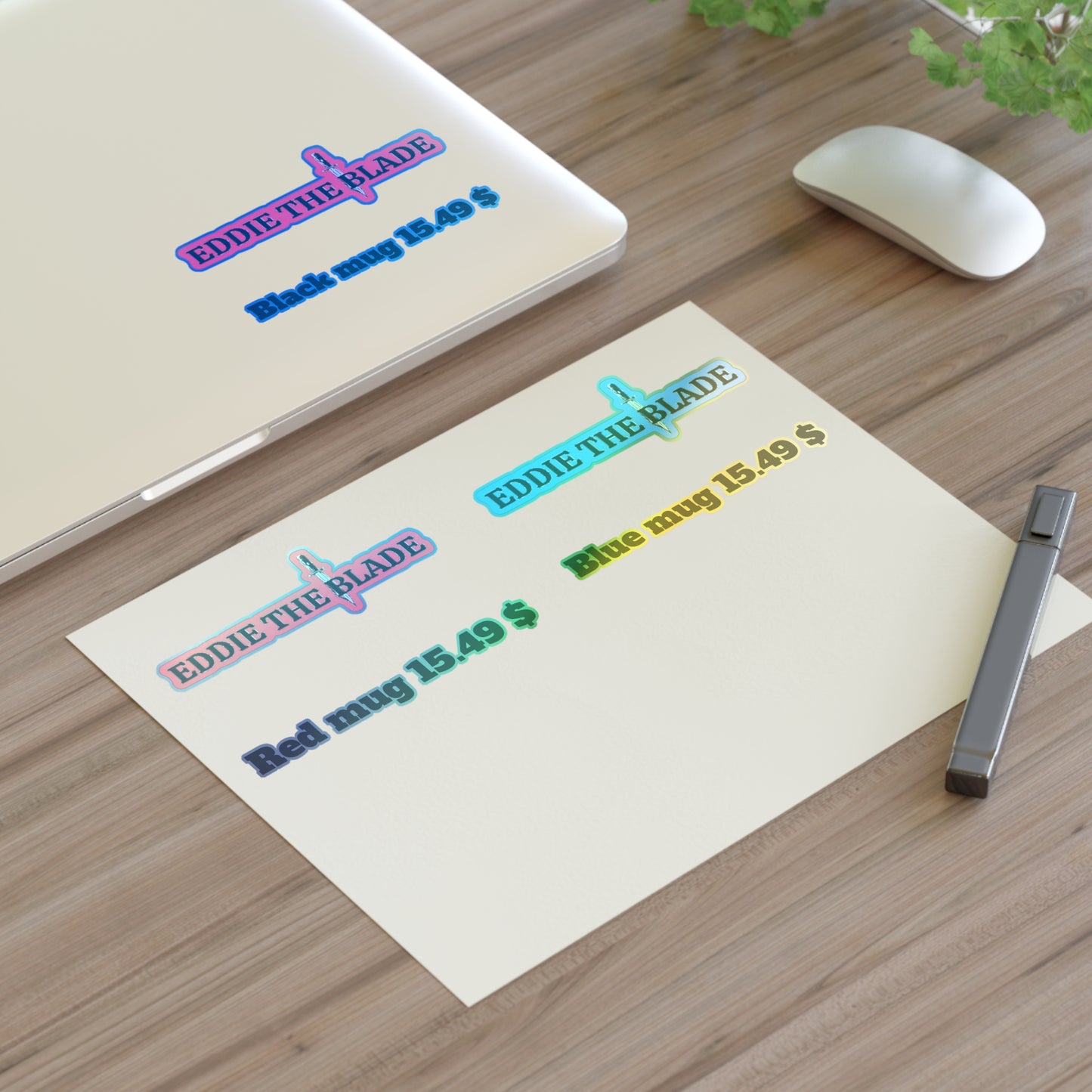 Eddie the blade black mug pricing labels