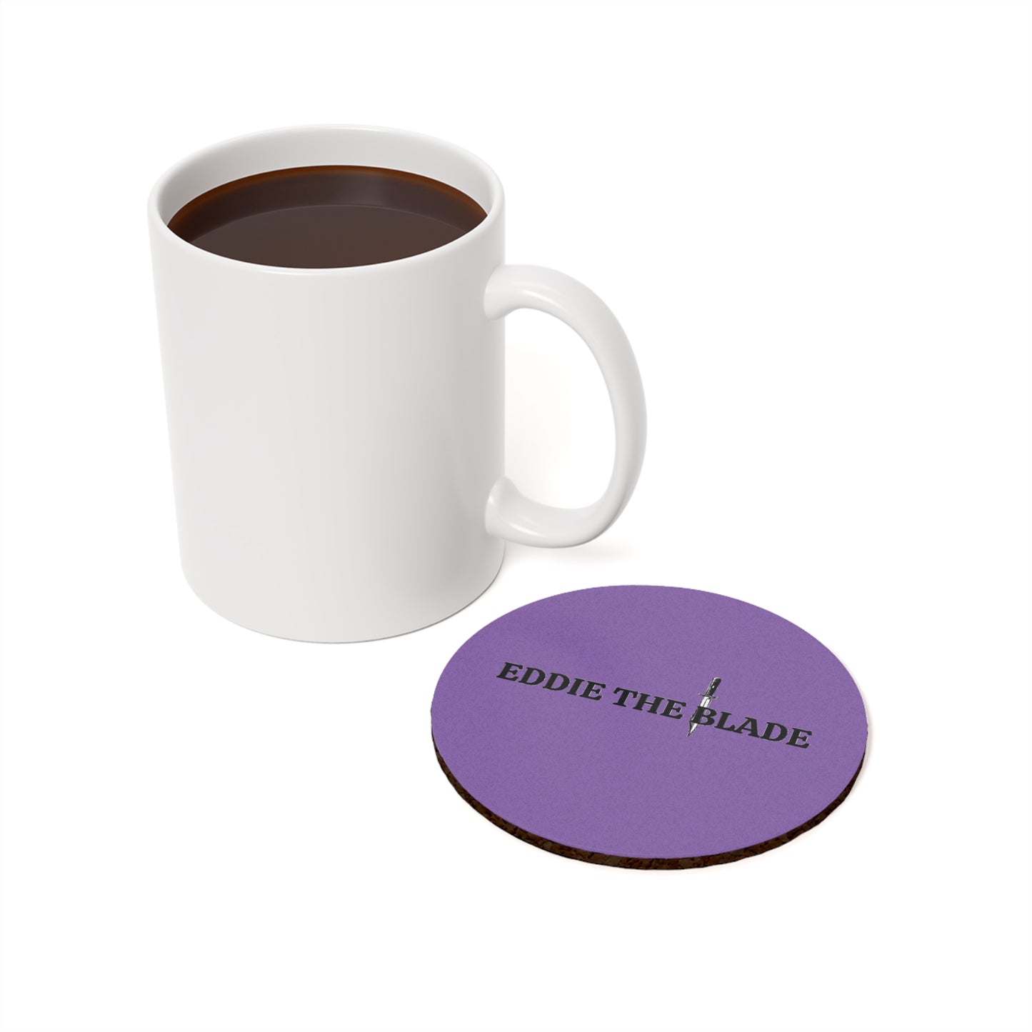 EDDIE the blade round drinking Coaster w/logo (purple)