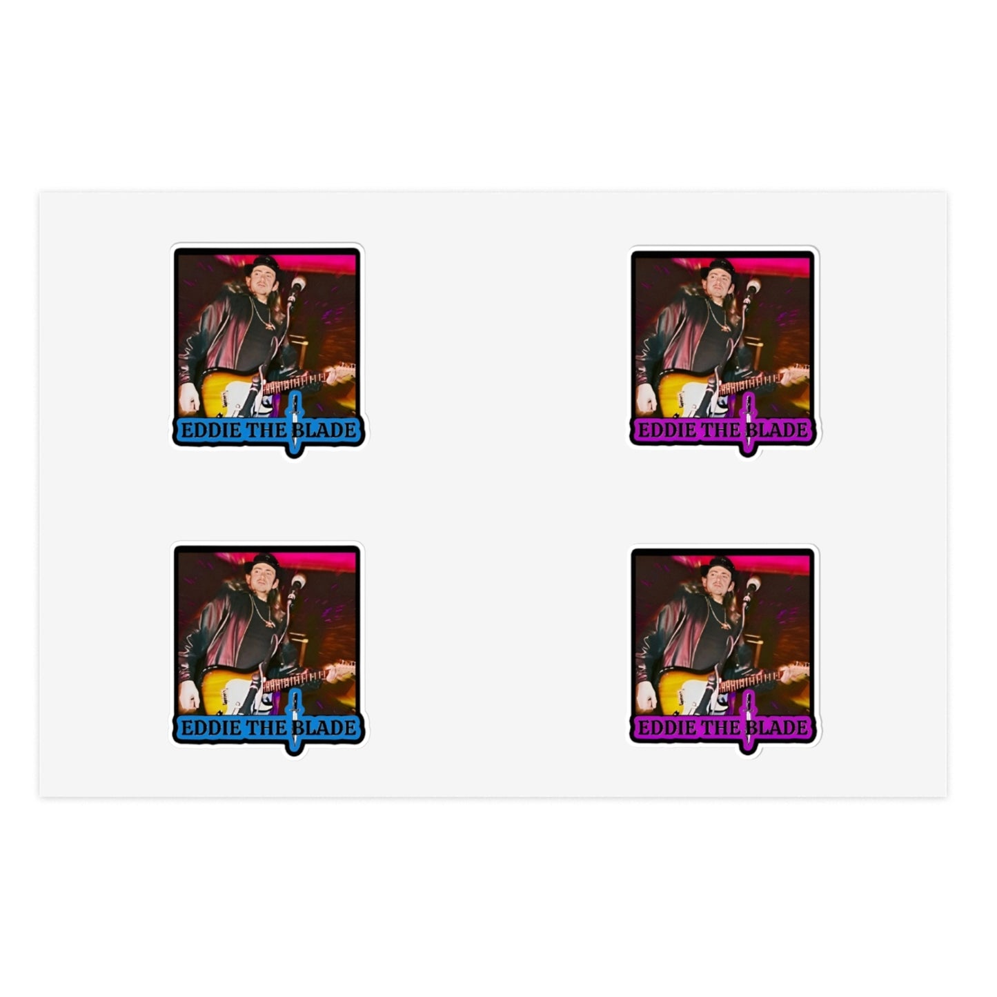 Eddie the blade black Sticker Sheets w/photo/blue & purple logo