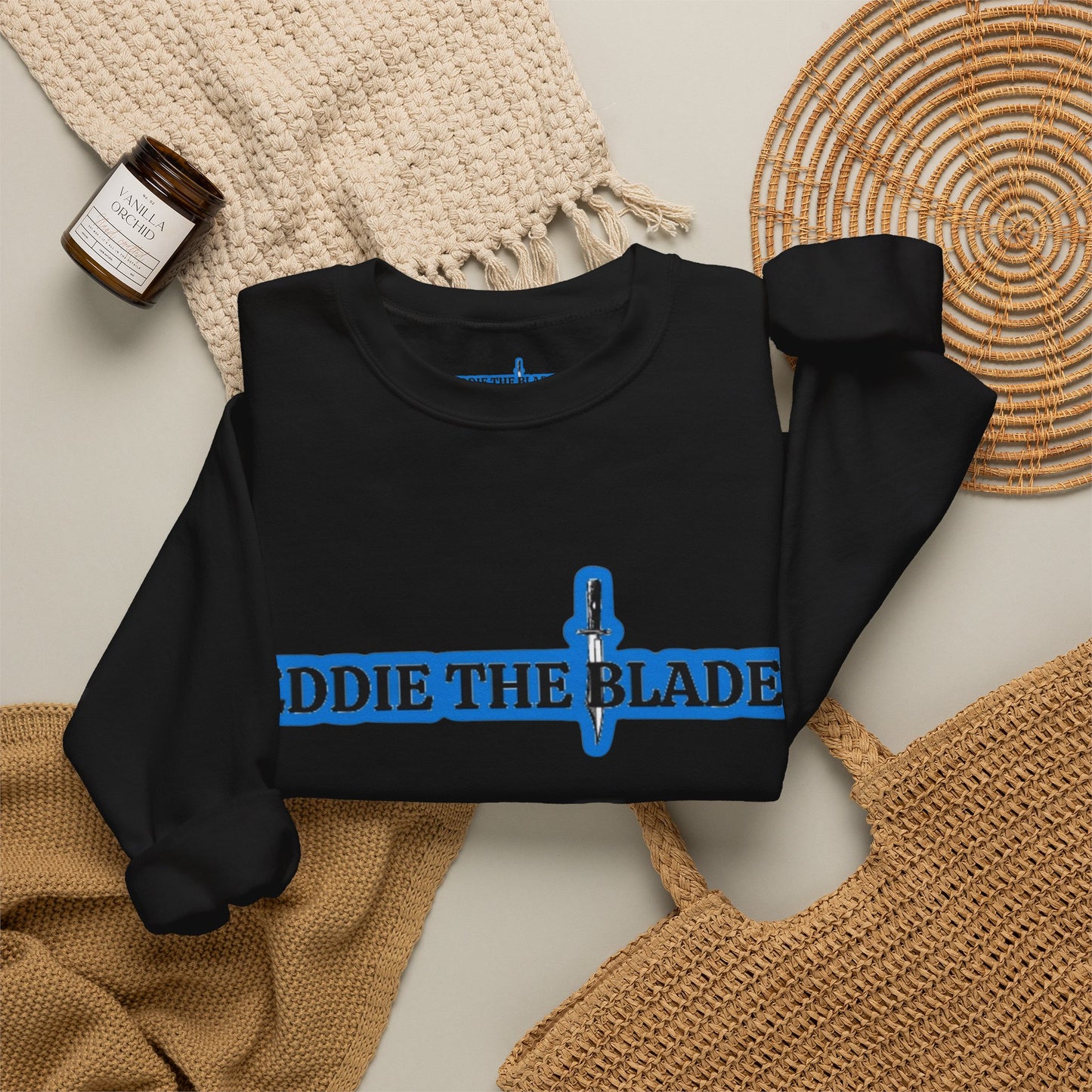 Eddie the blade black Sweatshirt w/blue logo