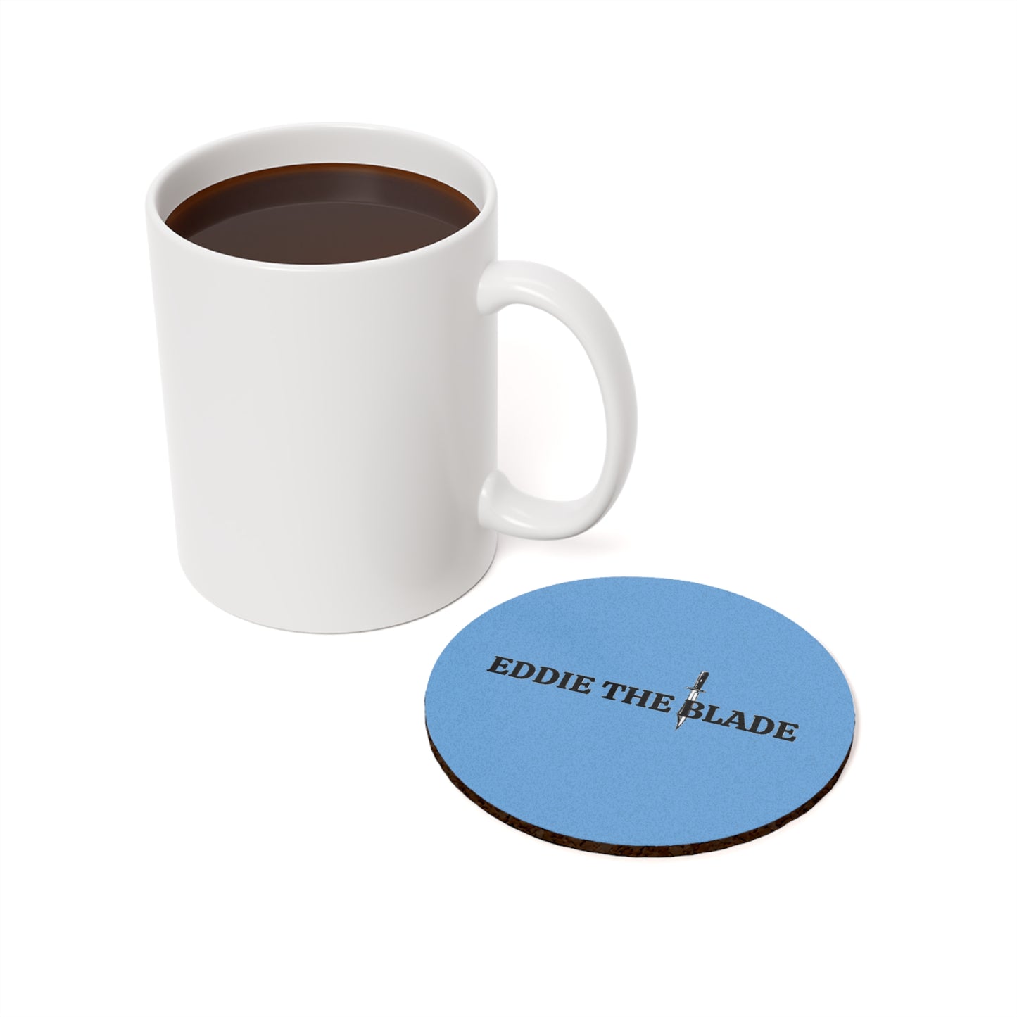 EDDIE the blade round drinking Coaster  w/logo (blue)