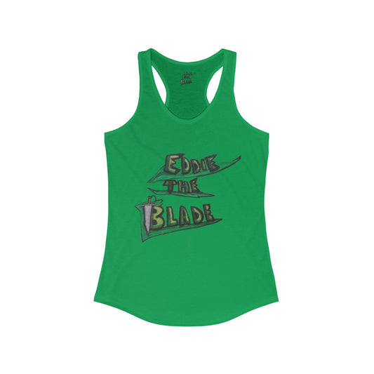 Eddie the blade ladies  green Tank top (leaf logo design)