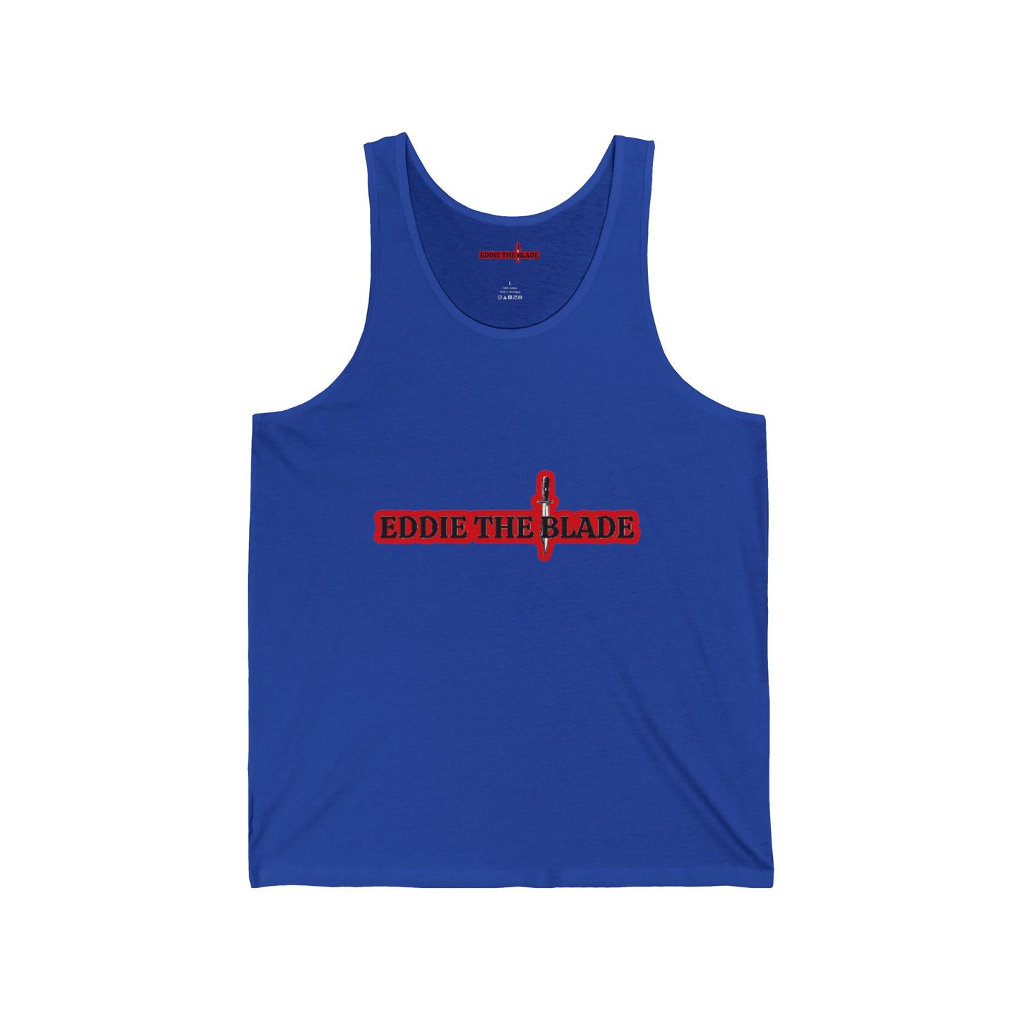 Eddie the blade blue mens  Tank top w/red logo
