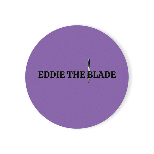 EDDIE the blade round drinking Coaster w/logo (purple)