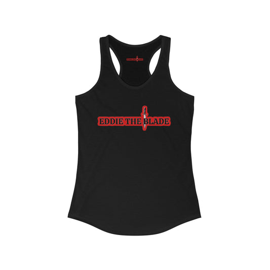 Eddie the blade black ladys Tank top  w/red logo