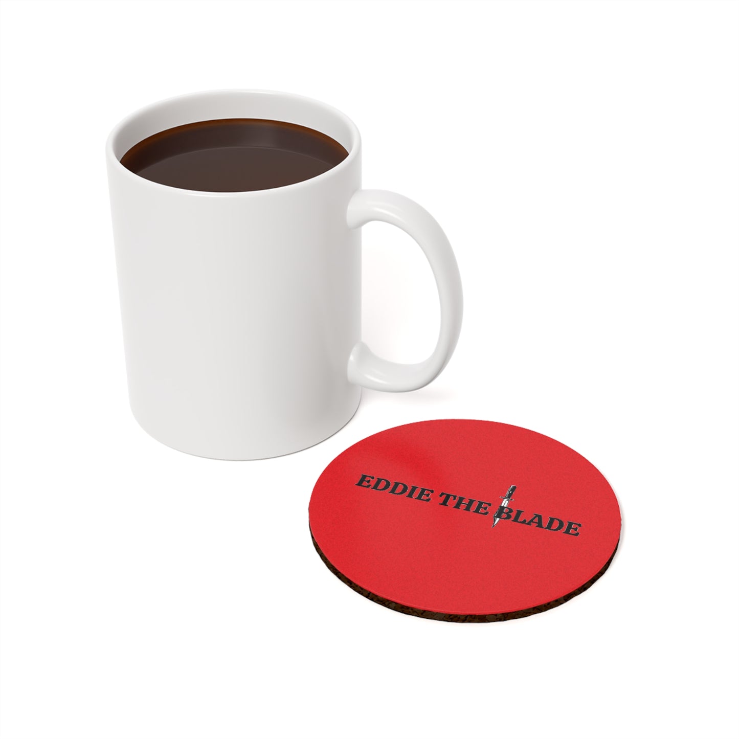 EDDIE the blade round drinking Coaster w/logo (red)