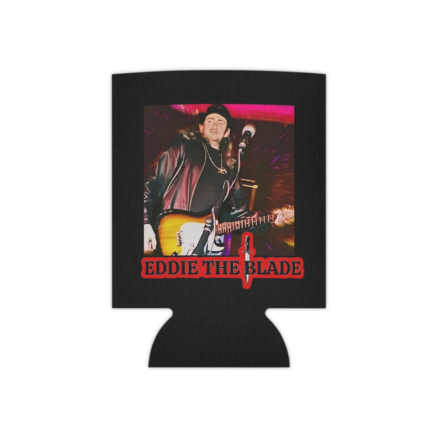 Eddie the blade black Can Cooler w/photo/red logo