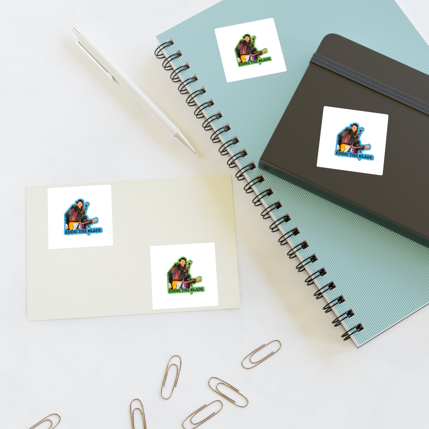 Eddie the blade blue and green Sticker Sheets w/photo/logo