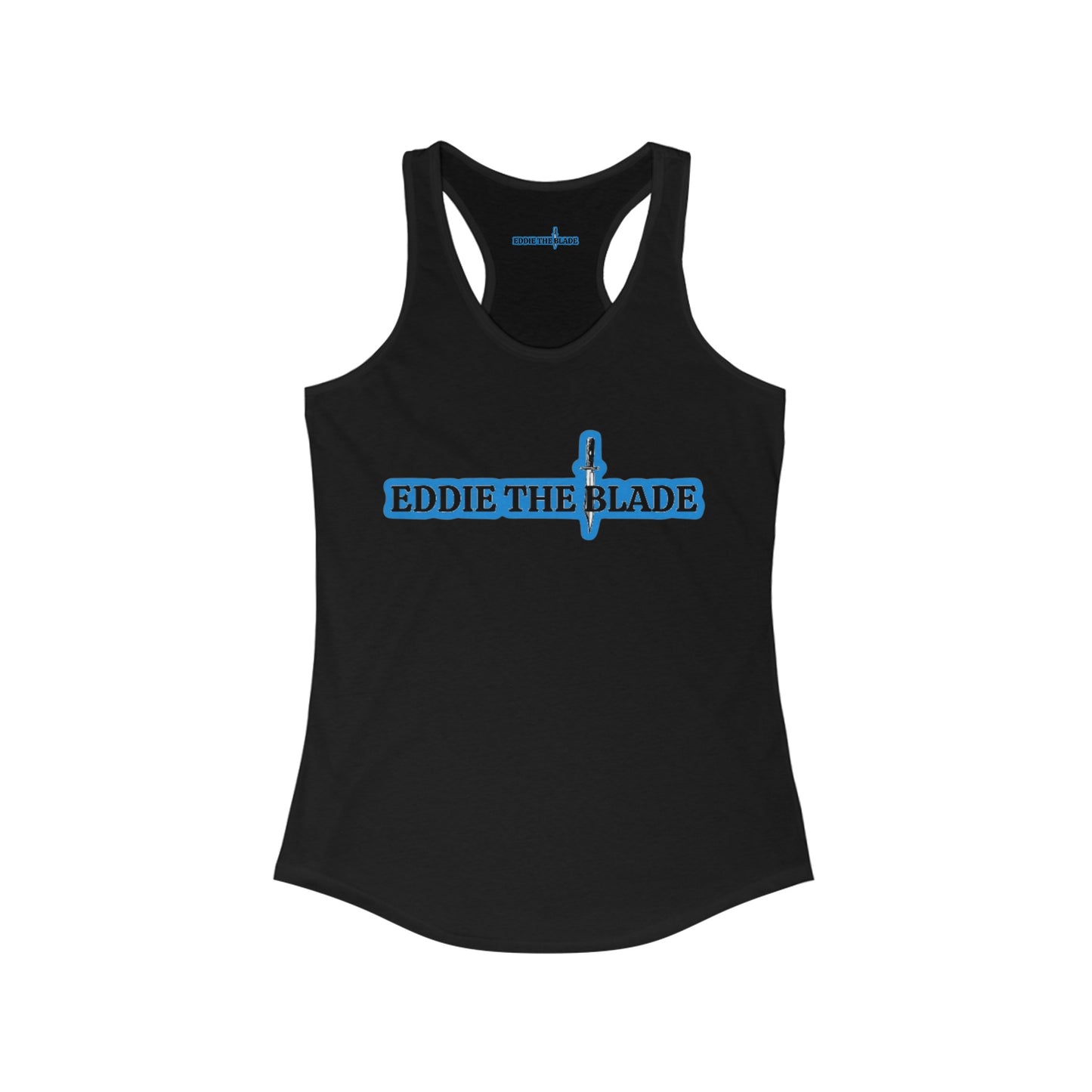 Eddie the blade black ladys Tank top w/blue logo