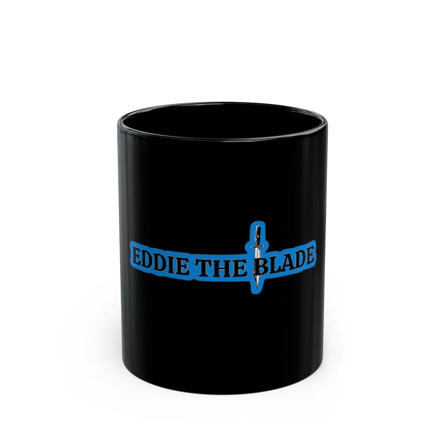 Eddie the blade black Mug w/ blue logo