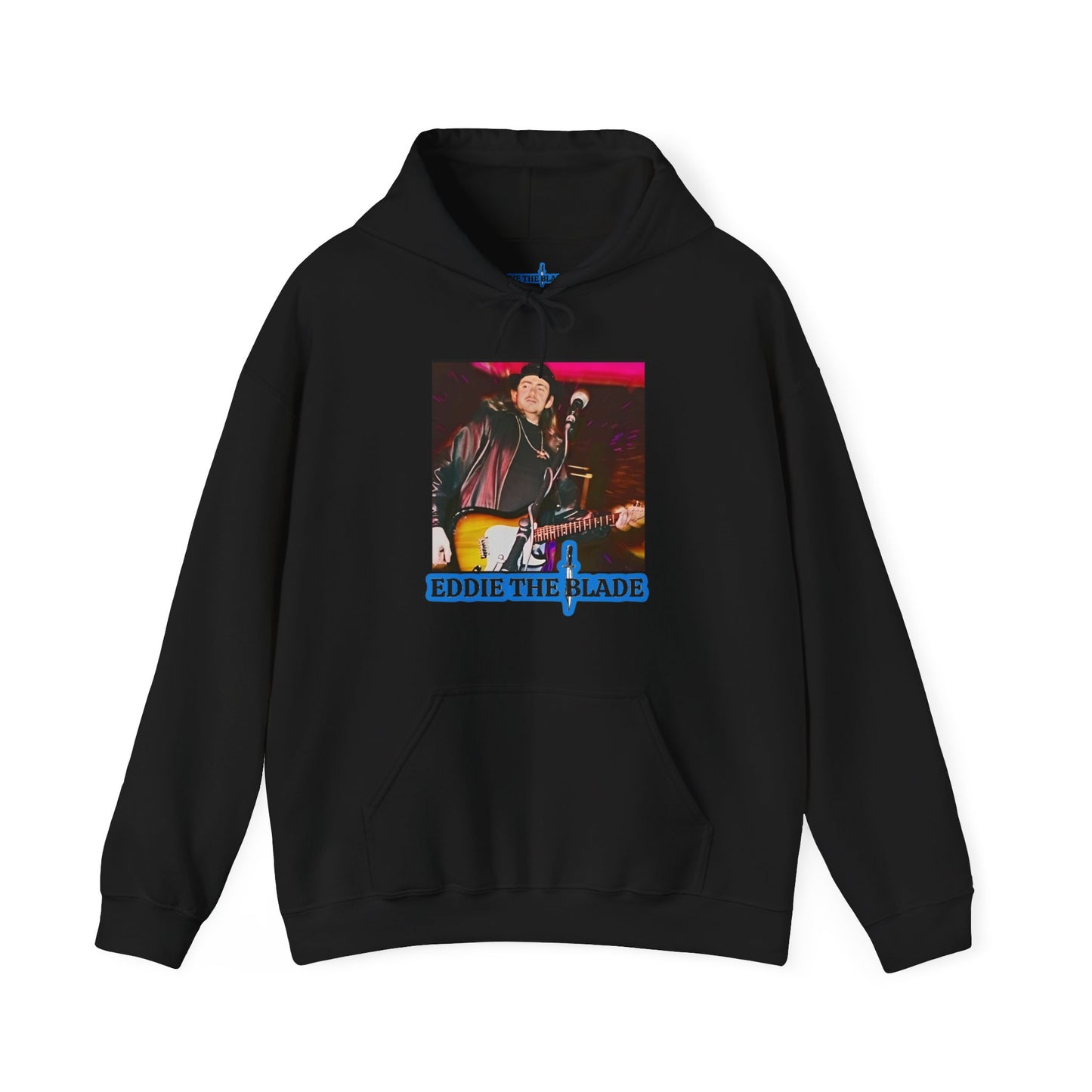 Eddie the blade black hoodie w/photo/blue logo