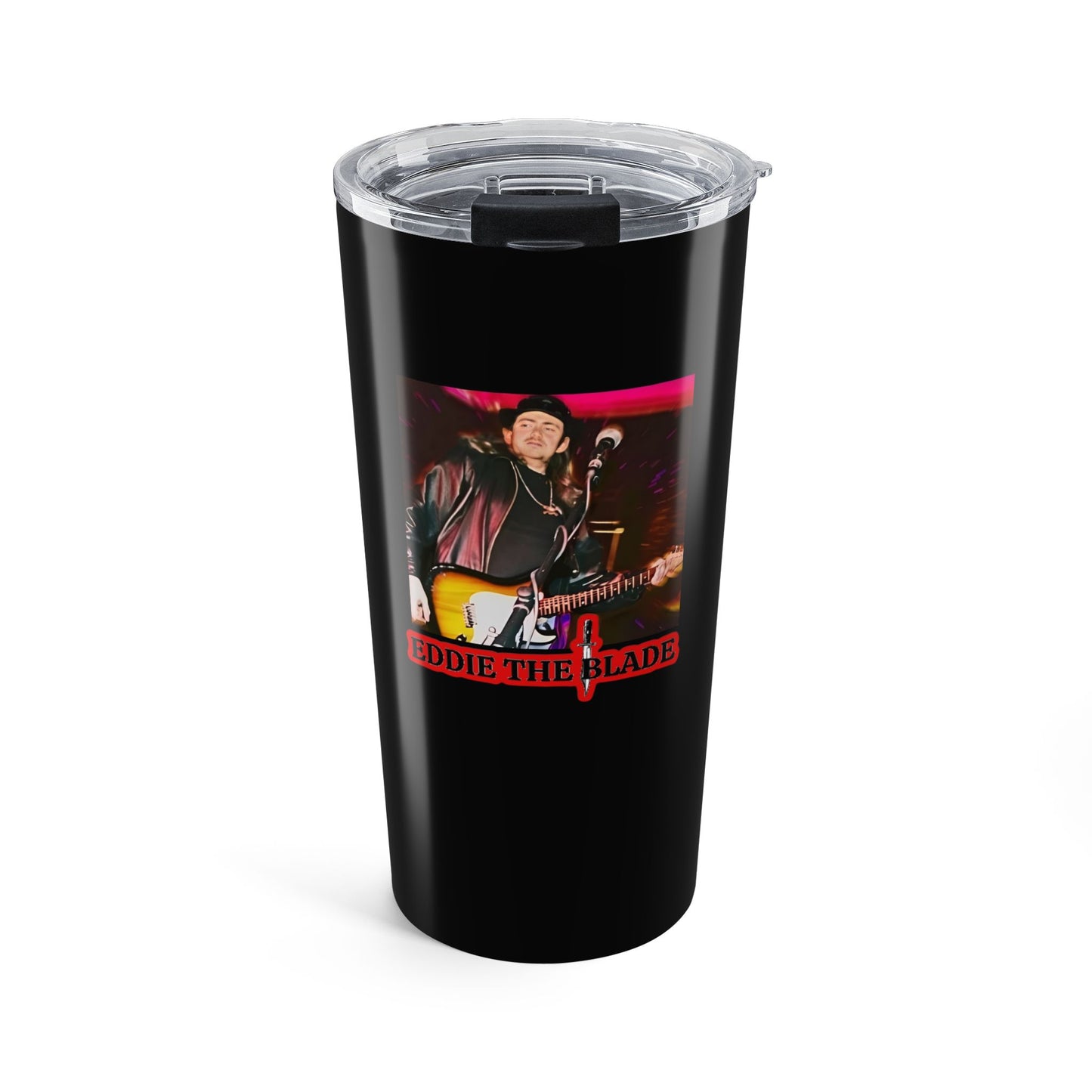 Eddie the blade black tumbler w/photo/red logo